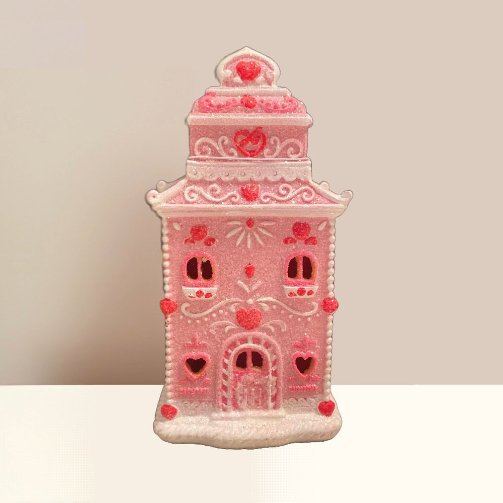Valentines Day Gingerbread House 7" | Lights Up!